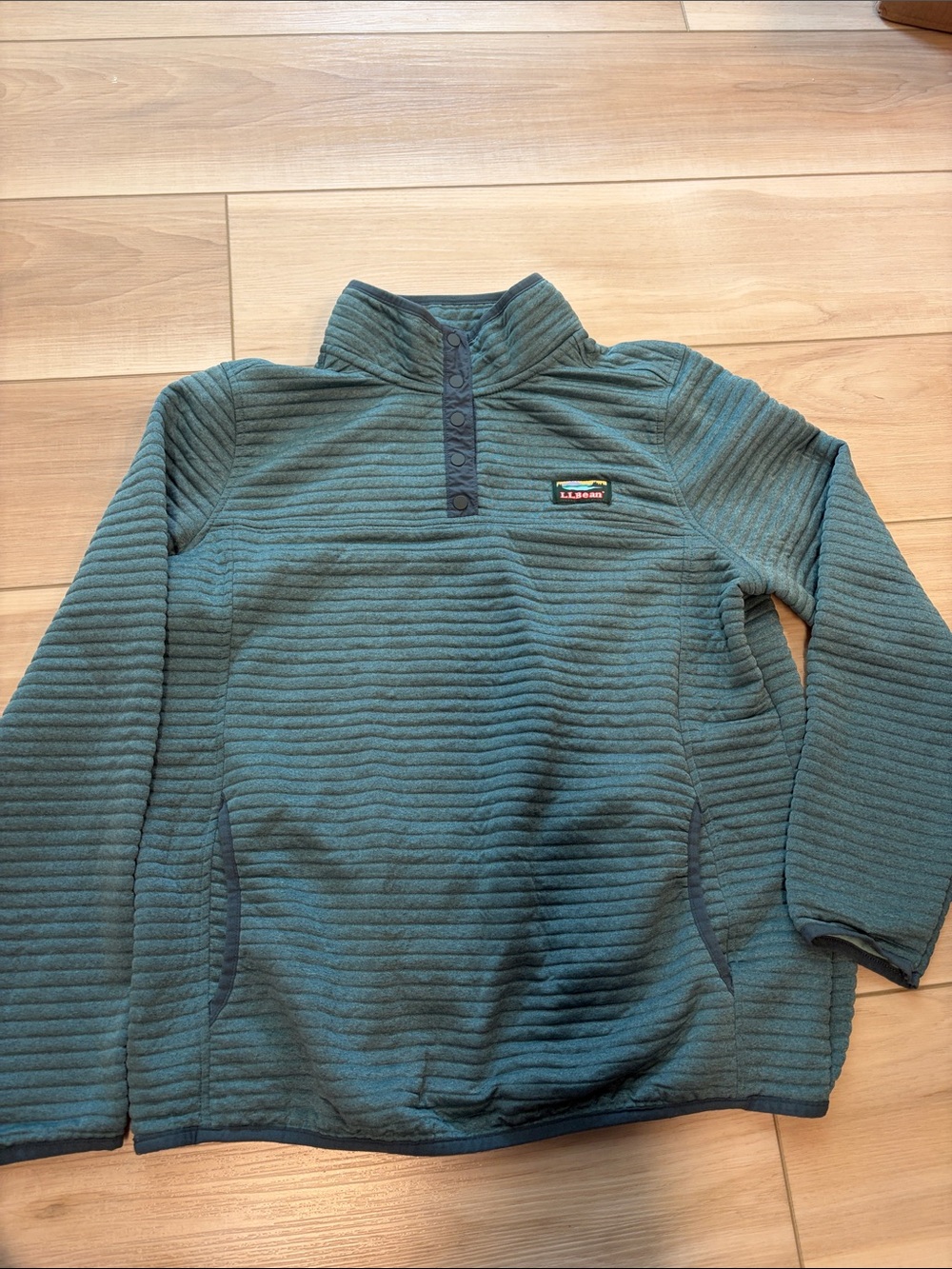 Patagonia Teal Ribbed Snap Pullover Fleece Hoodie